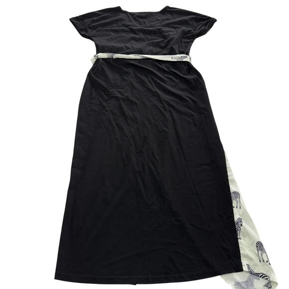Never Fully Dressed Dress Womens US 8 Black Zebra Print Tie Waist Midi Belted - Picture 2 of 6